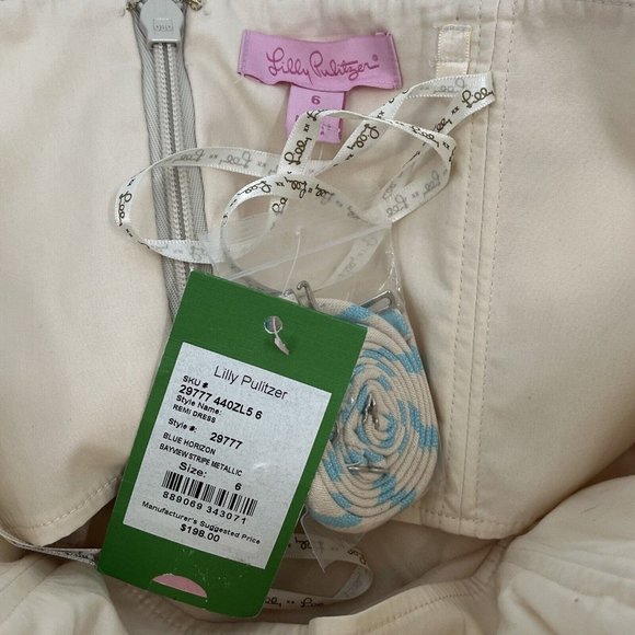 Lilly Pulitzer Remi Dress Sz 6 Blue White Stripe Summer Beach Vacation NWT - Picture 5 of 7